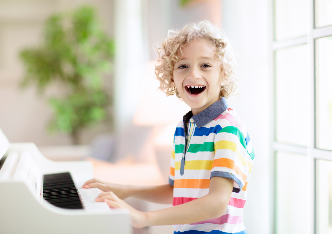 Child playing piano