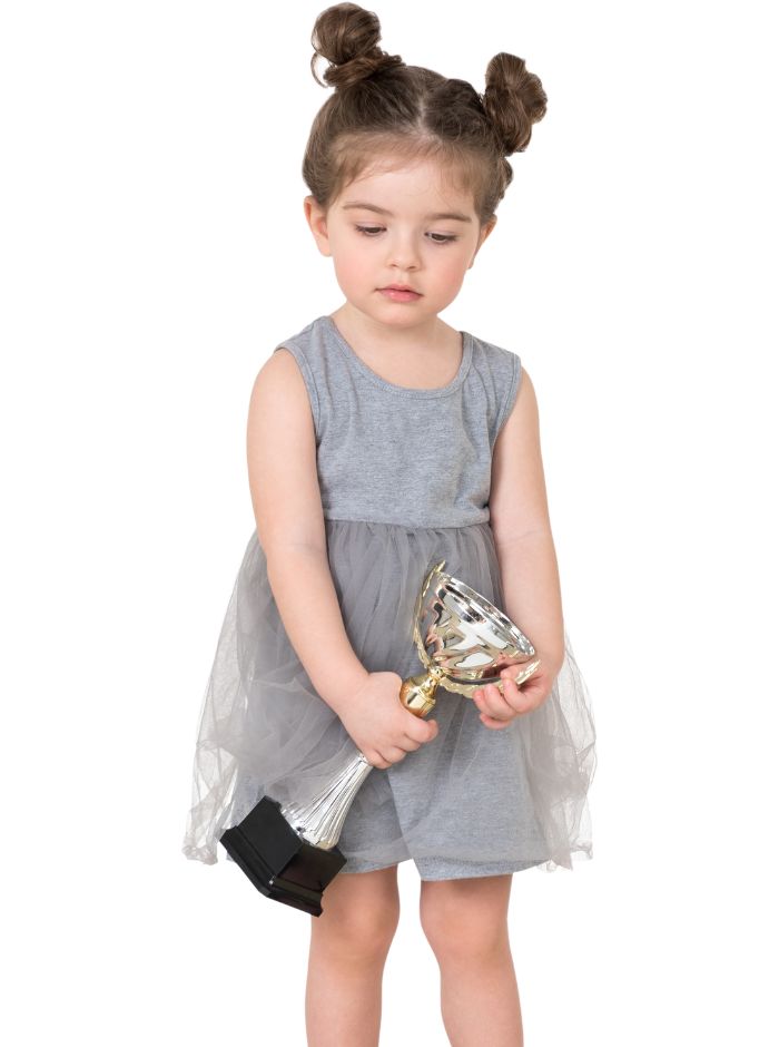 sad girl with trophy